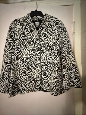 Chico Black & White Floral Pattern Men's Shirt Jacket